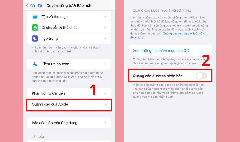 Bật giới hạn theo d&otilde;i quảng c&aacute;o
