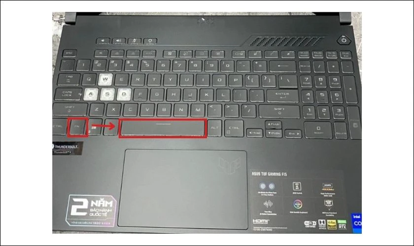 C&aacute;ch bật đ&egrave;n b&agrave;n ph&iacute;m laptop Asus Tuf Gaming F15