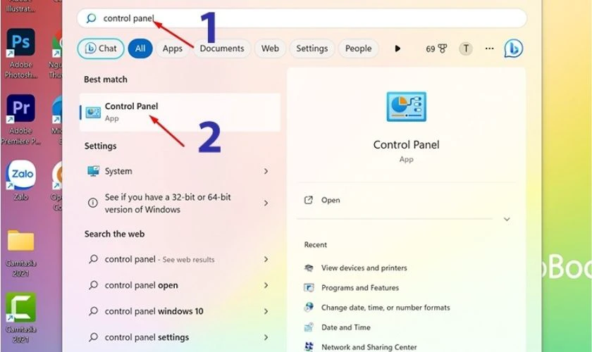 Nhấn ph&iacute;m Windows, sau đ&oacute; nhập Control Panel