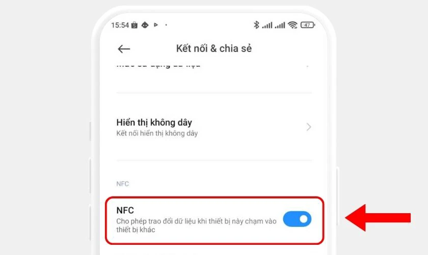 Bật công tắc NFC