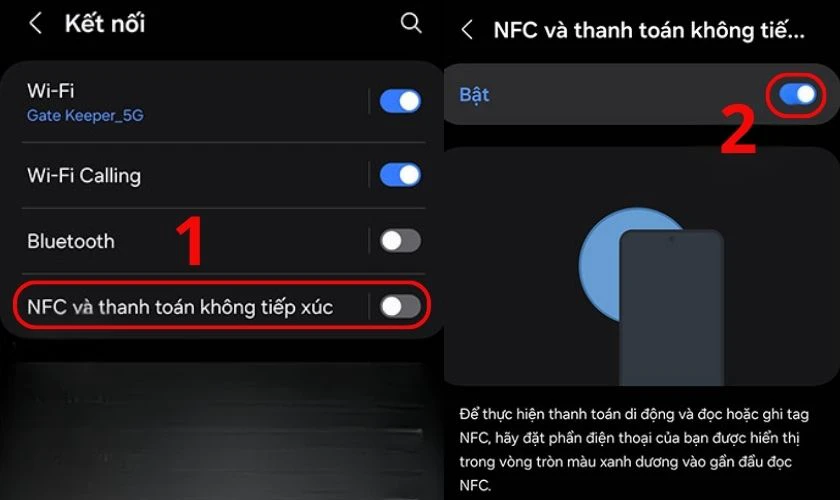 Tìm và chọn mục NFC