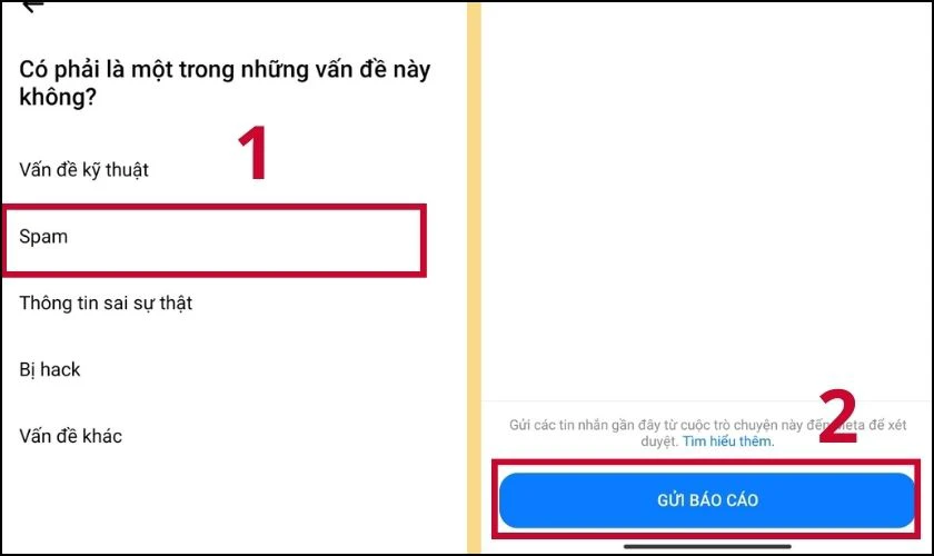 C&aacute;ch bỏ tin nhắn v&agrave;o mục Spam tr&ecirc;n Messenger bằng điện thoại đơn giản