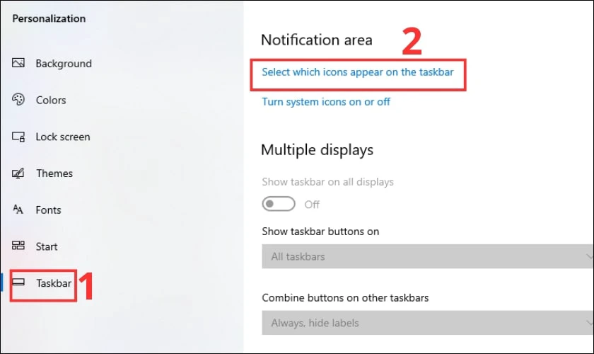 Vào taskbar