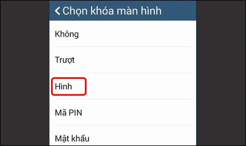 Chọn kiểu mật khẩu l&agrave; H&igrave;nh 
