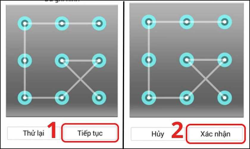 Vẽ h&igrave;nh mật khẩu v&agrave; chọn X&aacute;c nhận 