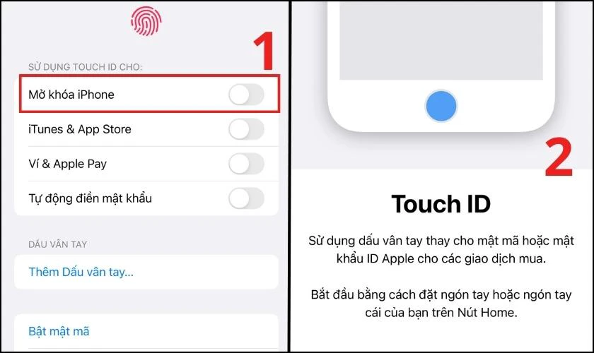 Chọn v&agrave;o mục mở kh&oacute;a iPhone 