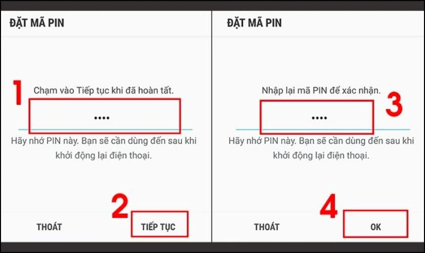 Tiến h&agrave;nh đặt m&atilde; pin mật khẩu cho điện thoại Samsung 