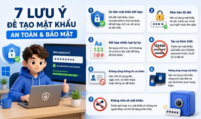 Lưu ý khi cài pass máy tính