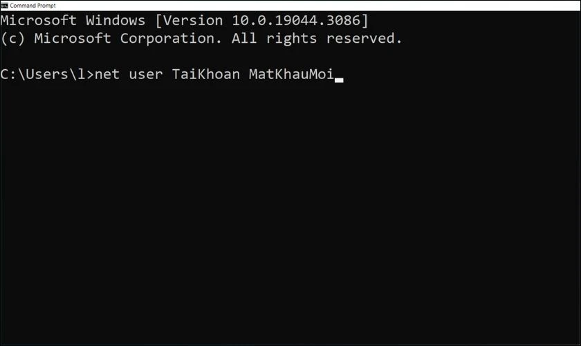 Cách cài mật khẩu máy tính Win 11 bằng Command Prompt