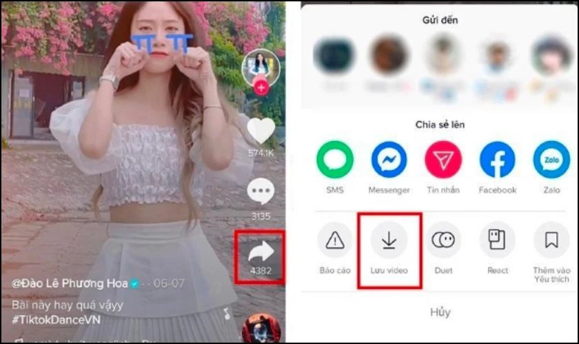 Chọn video TikTok muốn cài làm nhạc chuông