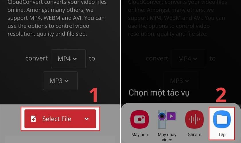 Chọn file âm thanh cần tải về máy