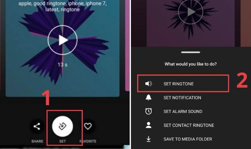 Chọn tiếp vào Set Ringtone để hoàn thành cài đặt