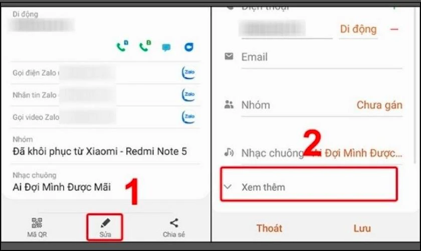 Chọn vào mục Sửa và Xem thêm