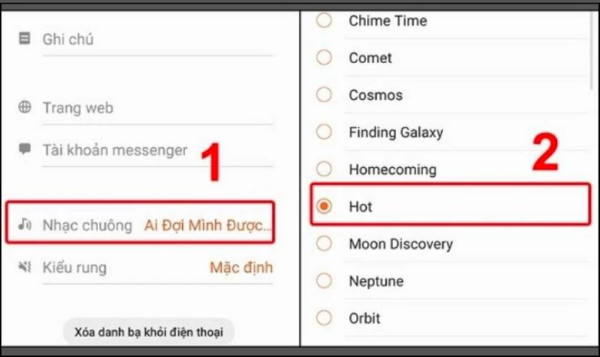 Chọn nhạc chuông cho từng liên hệ
