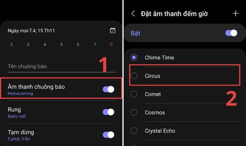 Chọn âm thanh yêu thích để cài nhạc chuông báo thức
