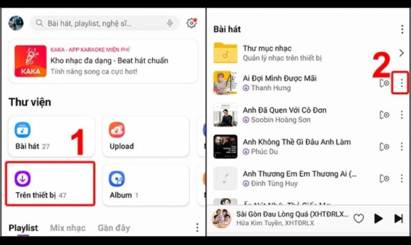Chọn vào mục Trên thiết bị