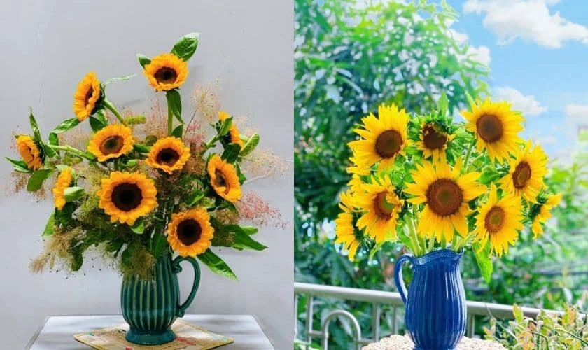 Mẫu cắm hoa hướng dương ngày Tết 2026 đẹp
