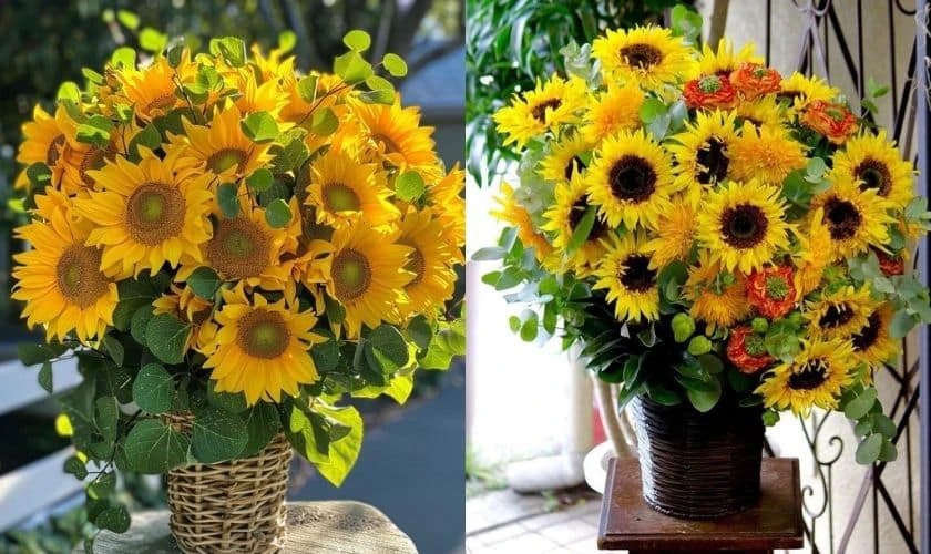Mẫu cắm hoa hướng dương ngày Tết ấn tượng