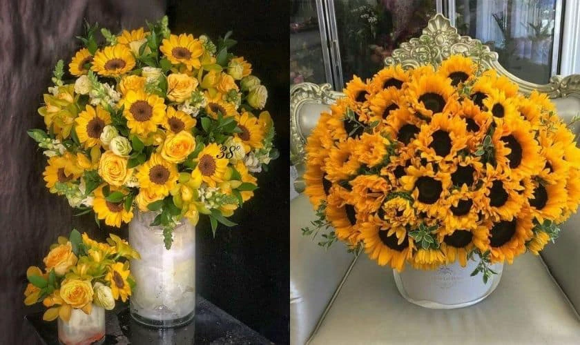 Mẫu cắm hoa hướng dương ngày Tết mới