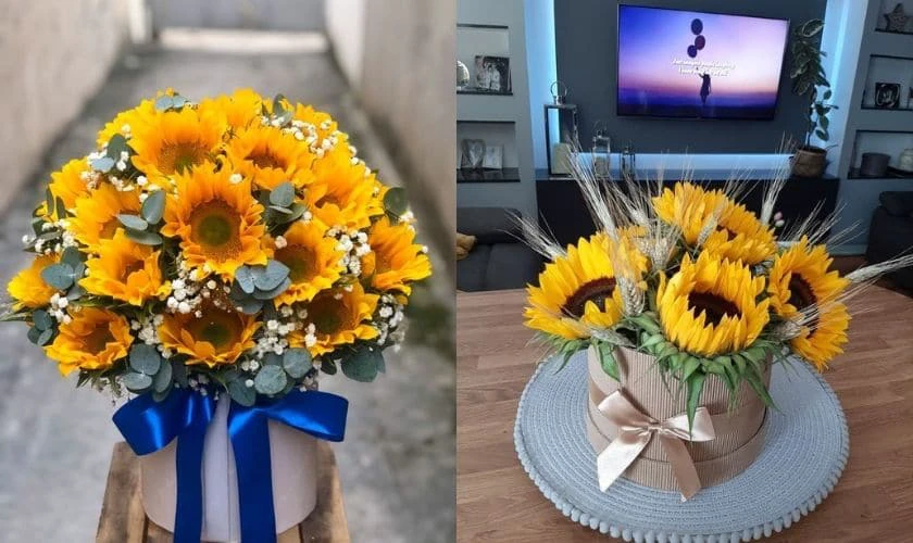 Mẫu cắm hoa hướng dương ngày Tết xịn