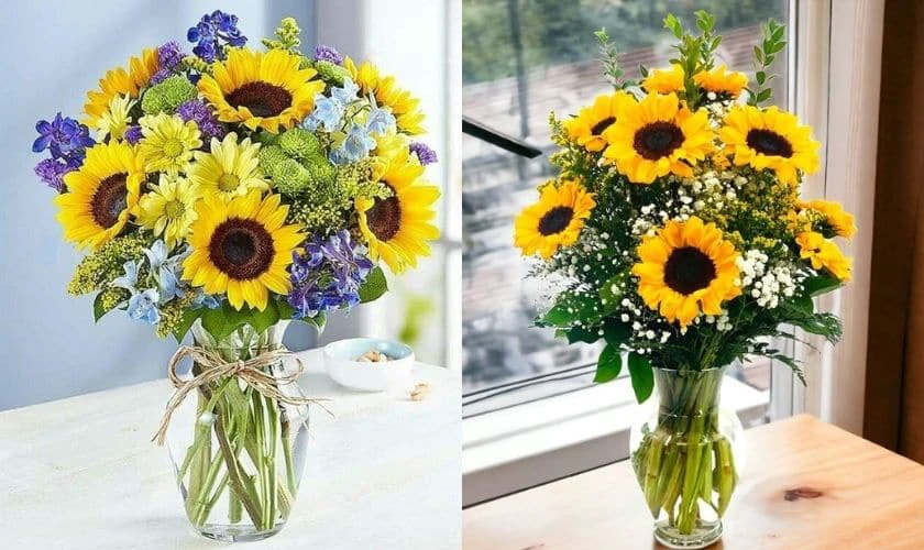 Cách cắm hoa hướng dương ngày Tết thân nhỏ