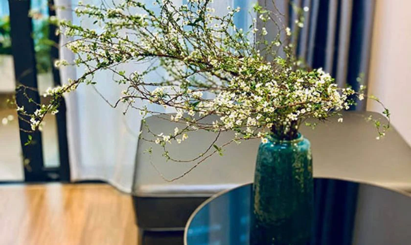 Cách cắm hoa ngày Tết trong lọ thuỷ tinh với hoa tuyết mai