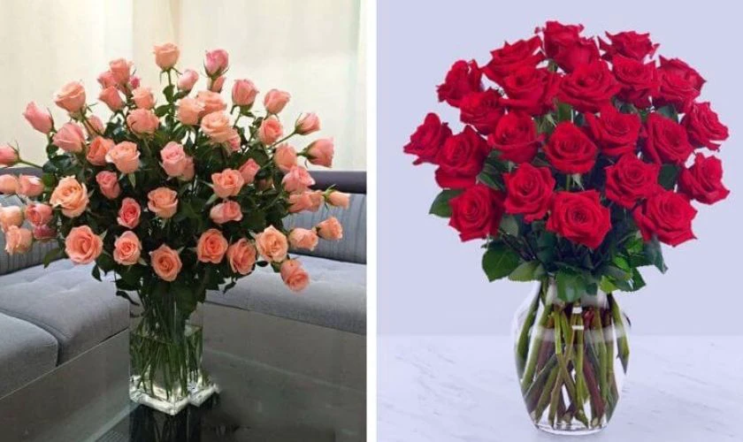 Cách cắm hoa ngày Tết trong lọ thuỷ tinh với hoa hồng