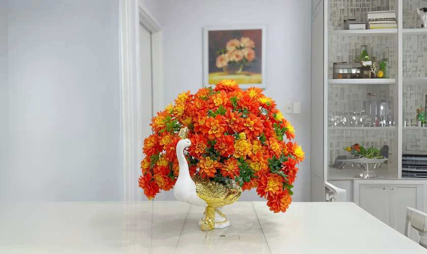 Hình ảnh mẫu cắm hoa thược dược ngày Tết 2026 đẹp