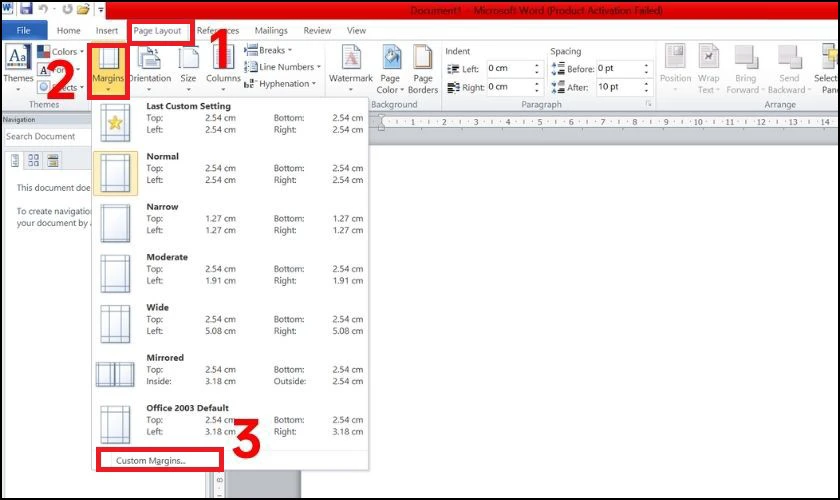 C&aacute;ch căn lề trong Word bằng Page Layout