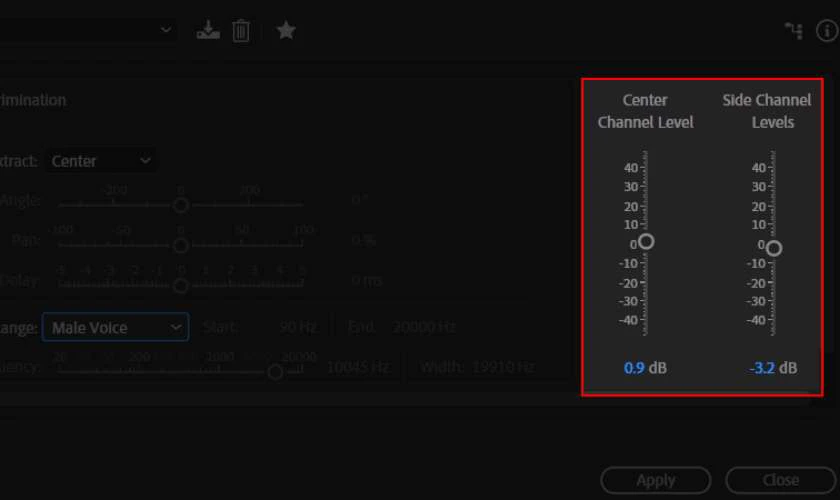 Điều chỉnh Center Channel Level v&agrave; Side Channel Levels