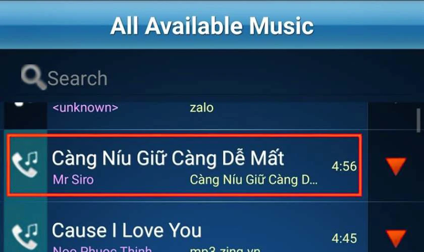 Chọn file nhạc m&agrave; m&igrave;nh muốn chỉnh sửa
