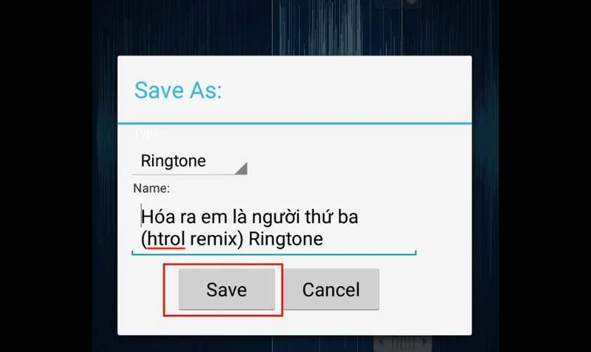 Chọn save để lưu lại file &acirc;m thanh mới