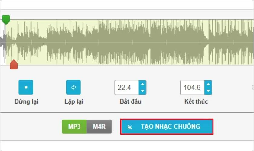 Khi đ&atilde; ưng &yacute; với đoạn nhạc, nhấn n&uacute;t Tạo nhạc chu&ocirc;ng