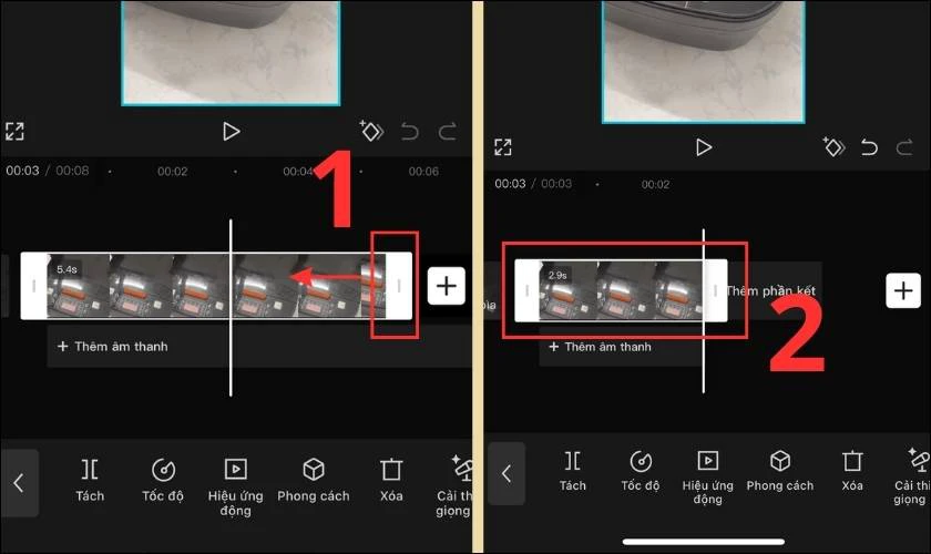 Giữ và kéo vạch trắng về phía trước đến đoạn video cần giữ