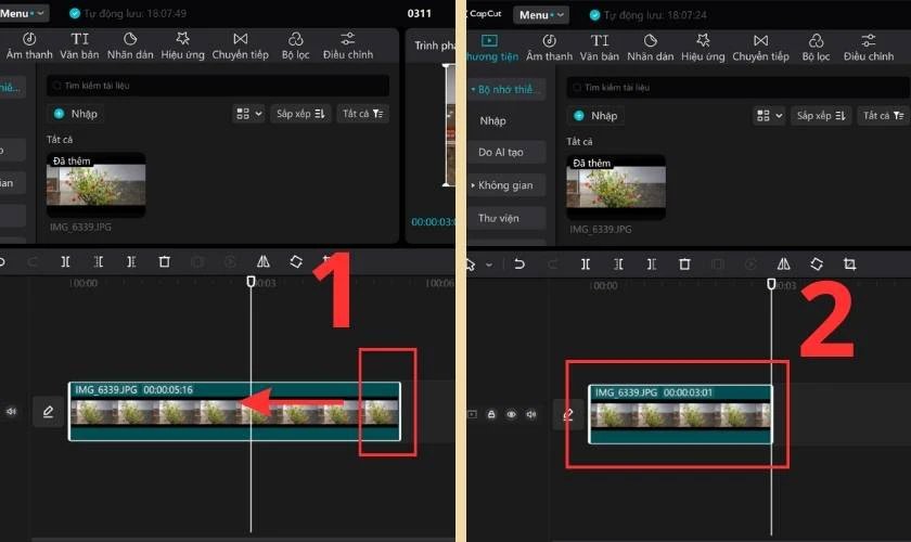 Bạn nhấn giữ phần cuối video và kéo ngược về phía trước