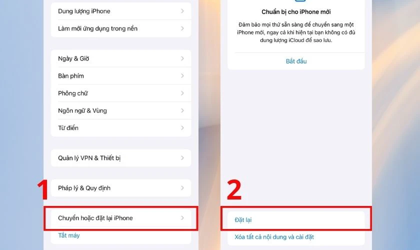 Khôi phục cài đặt gốc khi bị lỗi