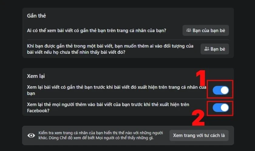 Hãy lướt xuống đến mục Xem lại