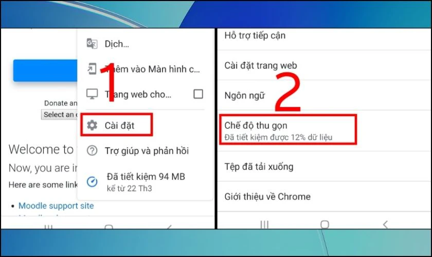 Bật chế độ tiết kiệm dữ liệu để chặn quảng cáo Chrome trên màn hình điện thoại OPPO