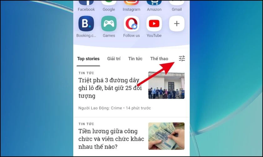 Chọn vào tùy chọn 3 gạch trên màn hình