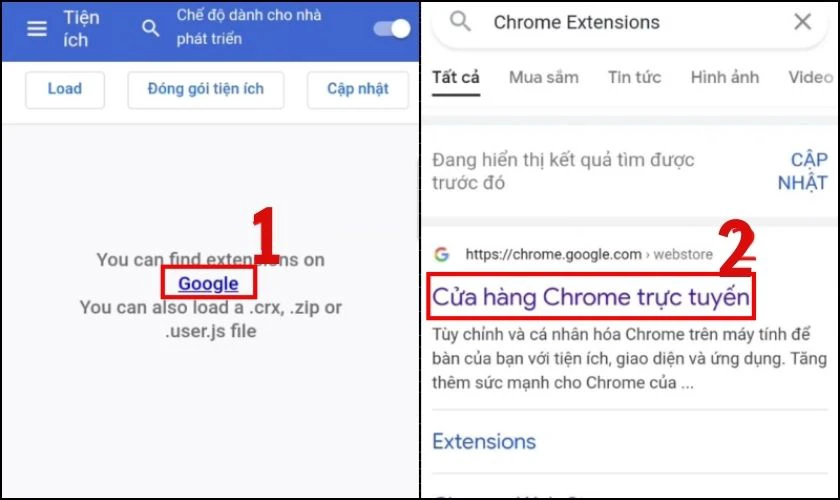 Truy cập vào cửa hàng Chrome trực tuyến