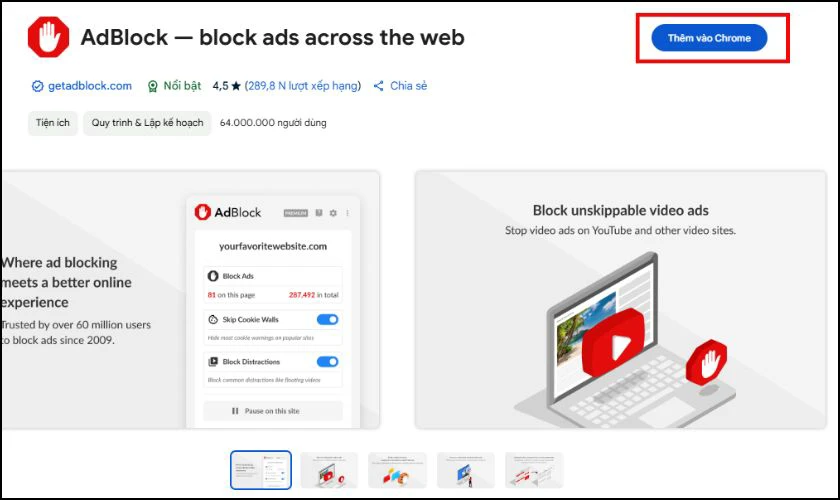 Thêm công cụ AdBlock vào Chrome
