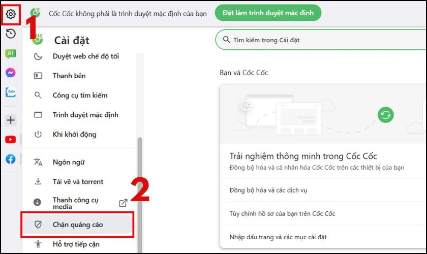 Cách chặn quảng cáo trên Youtube bằng trình duyệt Cốc Cốc