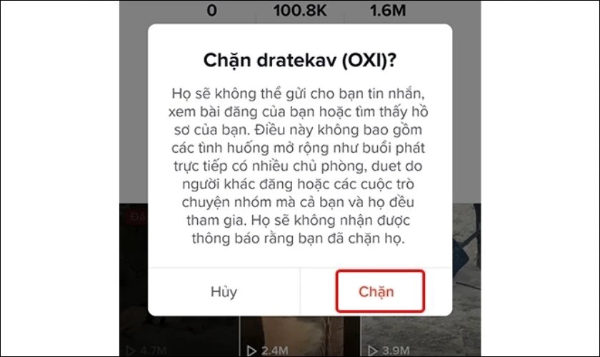 Hoàn tất quá trình xác nhận chặn
