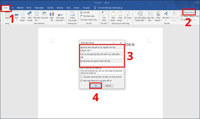 C&aacute;ch ch&egrave;n chữ k&yacute; v&agrave;o Word bằng h&igrave;nh ảnh