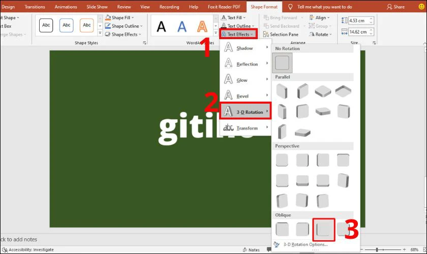 Sử dụng hiệu ứng 3D và đổ bóng