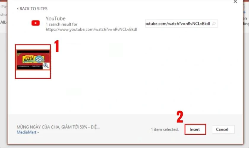 Bấm Insert để ch&egrave;n v&agrave;o slide