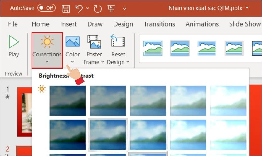 Corrections: Tinh chỉnh độ s&aacute;ng, độ tương phản v&agrave; độ sắc n&eacute;t