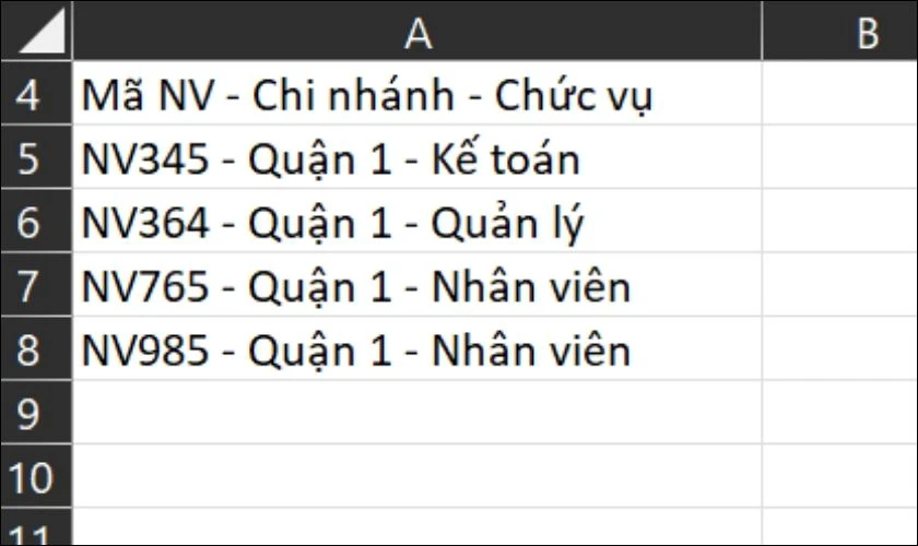 Cách chia đôi cột trong Excel theo dấu phân tách
