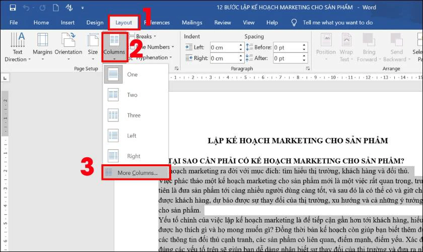 Cách chia cột có đường kẻ trong Word nhanh chóng