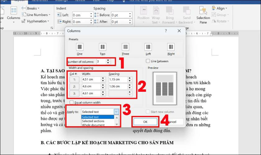 Sau khi điều chỉnh các thông số theo ý muốn, nhấn OK